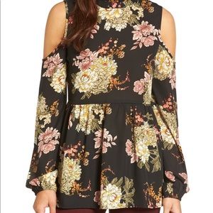 Bobeau Ruffle Neck Babydoll Top